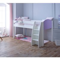 Eli - White and Lilac Kids Mid Sleeper Bed - Wooden - 3ft - Happy Beds