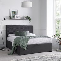 Sebastian – Super King Size - Ottoman Storage Bed - Grey - Velvet – 6ft – Happy Beds