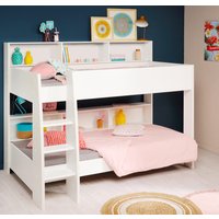 Tam Tam - Single - Kids Bunk Bed - White and Oak - Wood - 3ft - Happy Beds