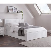 Maine - Double - Ottoman Storage Bed - White - Wooden - 4ft6 - Happy Beds
