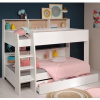 Tam Tam - Single - Kids Bunk Bed - Storage Drawer - White and Oak - Wood - 3ft - Happy Beds