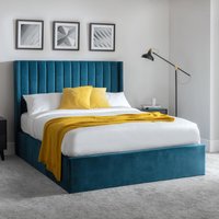 Langham - Super King Size - Ottoman Storage Bed - Teal Blue - Velvet - 6ft - Happy Beds
