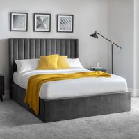 Langham - Super King Size - Ottoman Storage Bed - Grey - Velvet - 6ft - Happy Beds