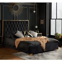 Chelsea - King Size – Low Foot-End Bed Frame – Black/Gold - Velvet - 5ft – Happy Beds