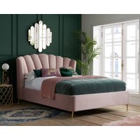 Lottie - King Size - Ottoman Bed Frame - Pink - Velvet - Art Deco -  5FT - Happy Beds