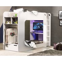 Impact - Single - Gaming Bunk Bed - White - Wood - 3ft - Happy Beds