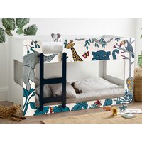 Safari - Single - Wooden Bunk Bed with Animal Graphics - White - Wooden - 3ft - Happy Beds