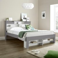 Fabio - King Size - Bookcase Bed - Grey and White - Wood - 5ft - Happy Beds
