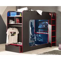 Impact - Single - Gaming Bunk Bed - Black and Red - Wood - 3ft - Happy Beds