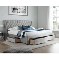Newton - King Size - 4-Drawer Storage Bed - Grey - Velvet - 5ft - Happy Beds