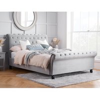 Opulence - Super King Size - Scroll Sleigh Bed - Grey - Velvet - 6ft - Happy Beds