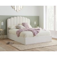 Monaco - King Size - Boucle Ottoman Storage Bed - White - Fabric - 5ft - Happy Beds