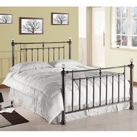Alexander Black Metal King Size Bed With Crystal Finials