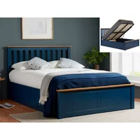 ASC Sydney 4ft Small Double Navy Blue Wooden Ottoman Bed Frame