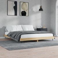 Gemma Wooden Double Bed In Sonoma Oak With Black Metal Legs