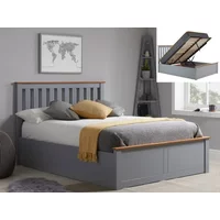 ASC Sydney 4ft Small Double Stone Grey Wooden Ottoman Bed Frame
