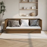Julia Solid Pine Wood Single Day Bed In Honey Brown