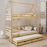 Dally Bunk Bed with Trundle And Storage In Pine