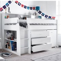 Essen Wooden Mid Sleeper Single Bunk Bed In White