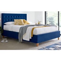 Kotor Velvet Ottoman King Size Bed In Blue