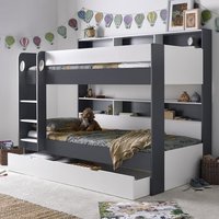 Ocala Solid Rubberwood Storage Bunk Bed In Grey And White