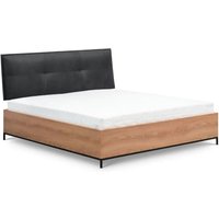 Lowell Wooden Ottoman Double Bed In Caramel Oak