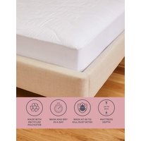 M&S Supremely Washable Mattress Protector - 4FT - White, White