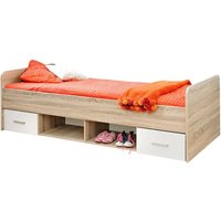 Dania Kids Single Bed Drawers In Matt White And Sonoma Oak