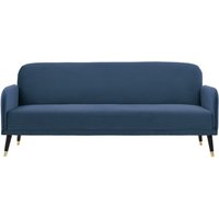 Harare Fabric 3 Seater Sofa Bed In Cyan With Wooden Legs
