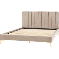 Kingman Polyester Fabric King Size Bed In Latte