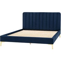 Kingman Polyester Fabric King Size Bed In Indigo