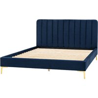 Kingman Polyester Fabric Double Bed In Indigo
