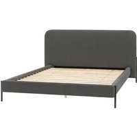 Odense Polyester Fabric King Size Bed In Grey
