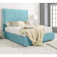 Darwin Plush Velvet Small Double Bed In Teal
