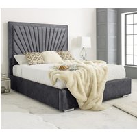 Darwin Plush Velvet Small Double Bed In Steel