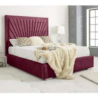Darwin Plush Velvet Small Double Bed In Maroon
