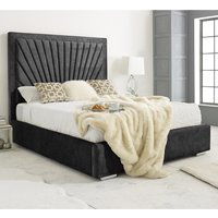 Darwin Plush Velvet Small Double Bed In Black