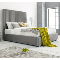 Medan Plush Velvet King Size Bed In Silver