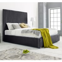 Medan Plush Velvet Double Bed In Steel