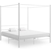 Fallon Metal Canopy Super King Size Bed In White