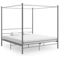 Fallon Metal Canopy Super King Size Bed In Grey