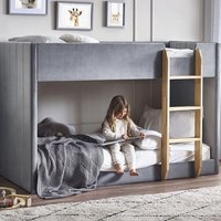 Davis Velvet Children Bunk Bed With Small Ladder In Grey