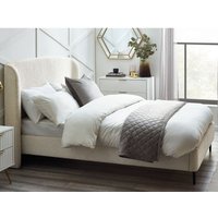 Easton Fabric King Size Bed With Curved Headboard In Ivory