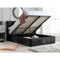 Birlea Hannover Fabric Ottoman Bed Double Black Crushed Velvet Ottoman Bed