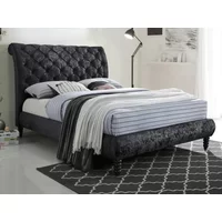 Time Living Venice 4ft6 Double Black Crushed Velvet Fabric Bed Frame