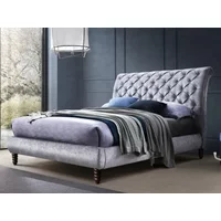 Time Living Venice 4ft6 Double Grey Crushed Velvet Fabric Bed Frame