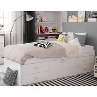 Valerie Single Bed In White With 2 Doors And 4 Drawers