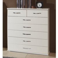 Milden Wooden Chest Of Drawers Wide In White And 7 Drawers