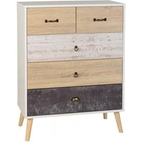 Noein Tall Chest Of Drawers In White And Distressed Effect