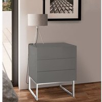 Strada High Gloss Bedside Cabinet With 3 Drawers In Grey